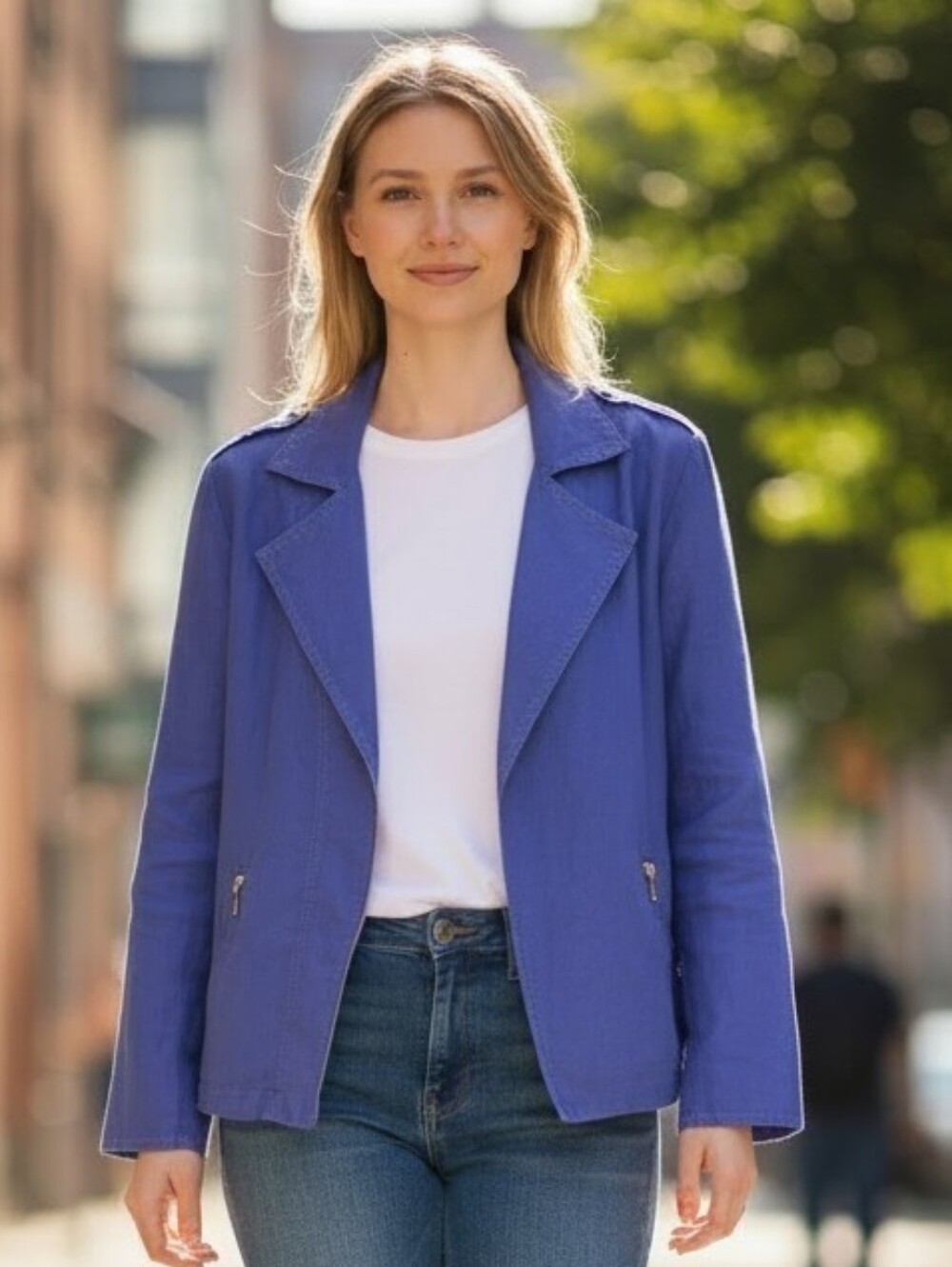Chico's Purple Utility Jacket with Epaulettes